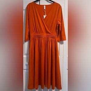 NMODER 3/4 Sleeved V Neck Wrap Neckline Midi Dress (Holly's Personal Collection)